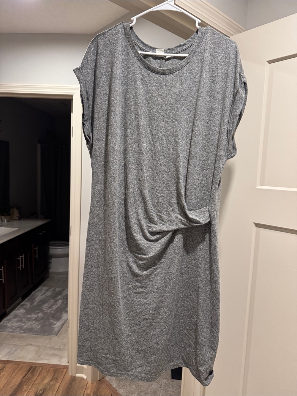 GAP Heather Gray Midi Twist-Front T-Shirt Dress